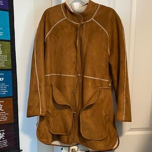 Women's Reversible Fleece and Faux Suede Tan Jacket